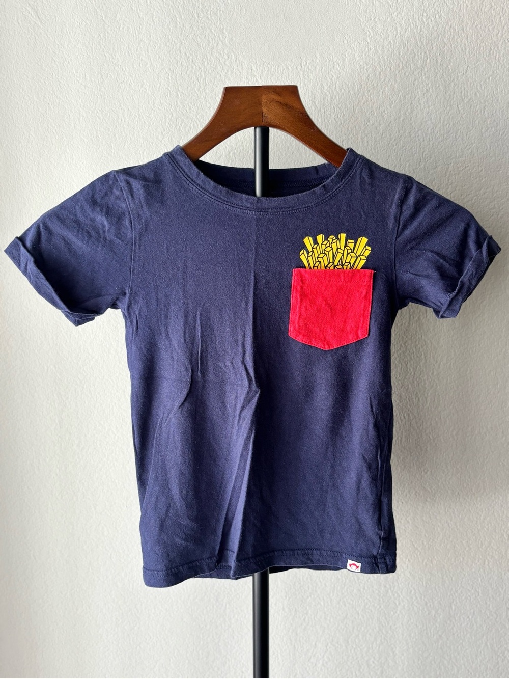 Appaman Navy Short Sleeve Tee with Red Pocket & Yellow Fries & camo raglan Tee